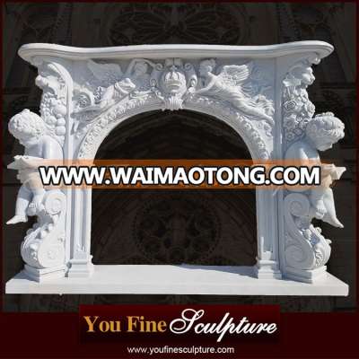 Decorative Hand Carved Angel Stone Fireplace