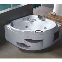 Cheap and hot sale Corner Acrylic Whirlpool bathtub in white color with TV